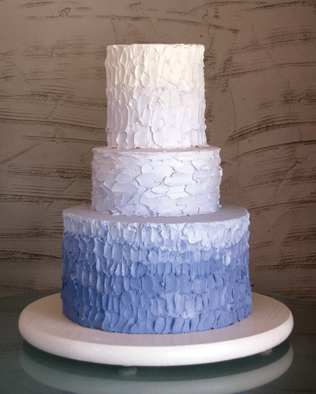 Textured lavender ombre wedding cake designed by Whipped Bakeshop in 