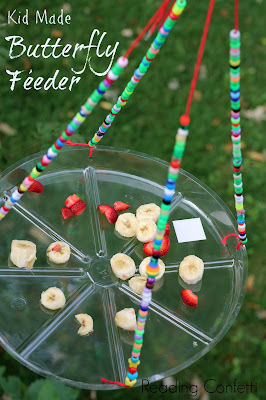 A butterfly feeder is easy to make and a great way for kids to learn about nature.