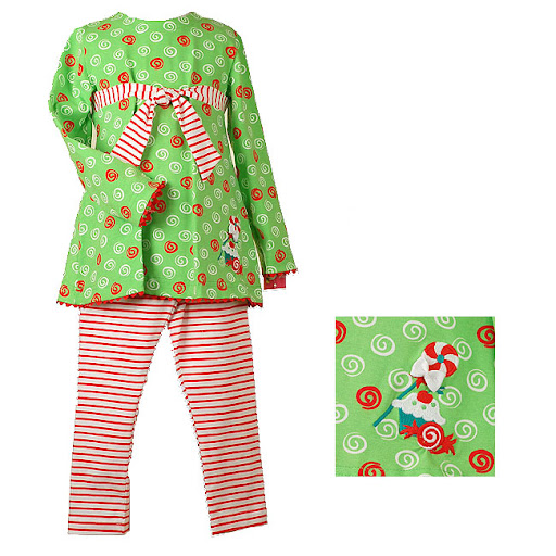 GREEN Christmas Set  by MOLLY & MILLIE for your Baby Toddler Little Girls 