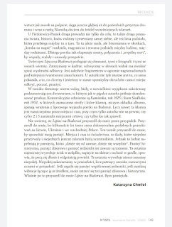 Fragment recenzji Katarzyny Chmiel z "Czytam duszkiem" tomiku "Lipiec na Białorusi" opublikowanej w Kwartalniku Literackim "WYSPA" nr 3/2020