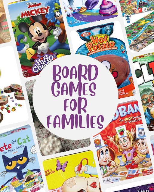 collage photo of board games box covers.