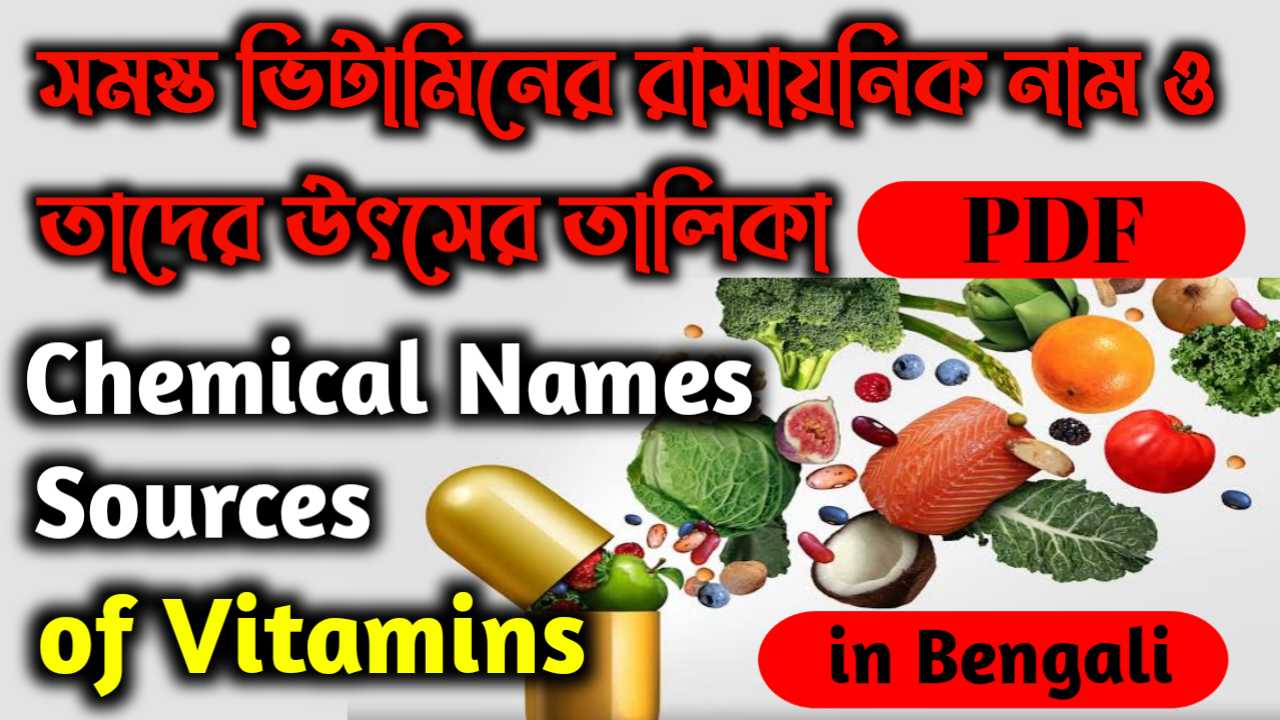 সমস্ত ভিটামিনের রাসায়নিক নাম ও তাদের উৎসের তালিকা