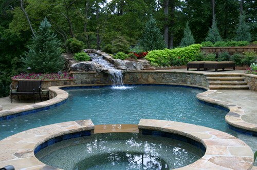 Terraced Backyard Swimming Pool