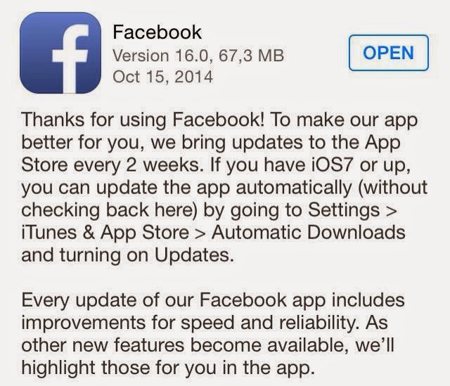 La app Facebook se actualiza para ser compatible con las  de nuevos iPhones 6 y Plus   