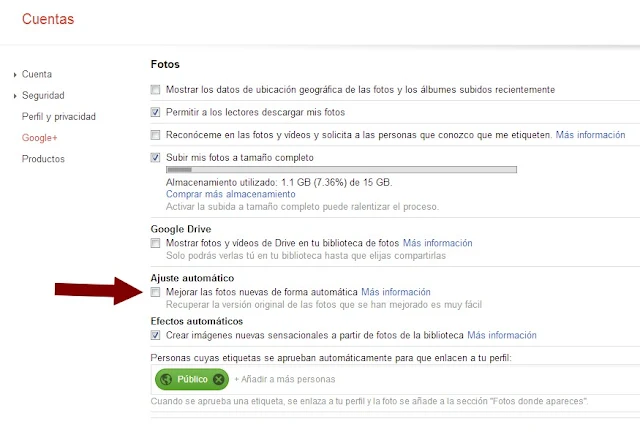 Configuración cuenta Google Plus