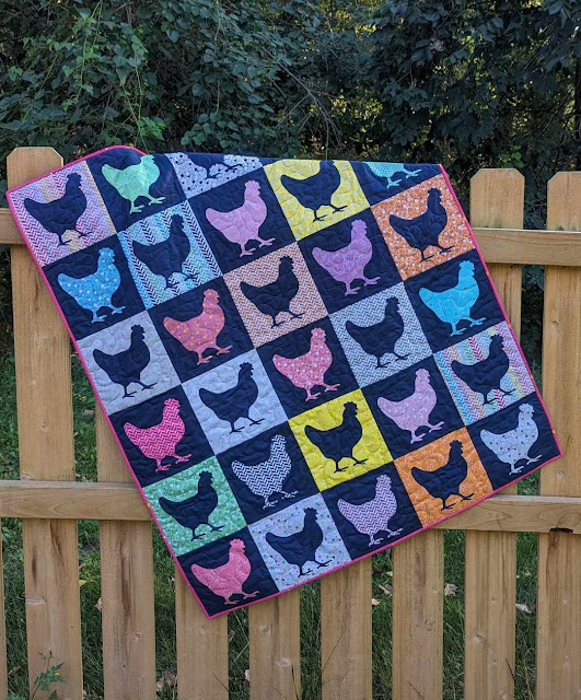 Applique chicken quilt