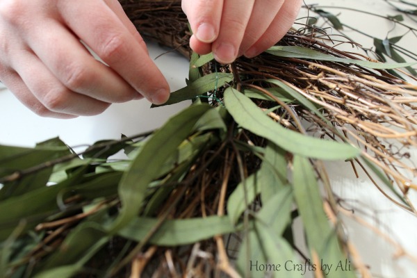 Floral wire to secure eucalyptus greenery