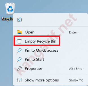 klik empty recycle bin