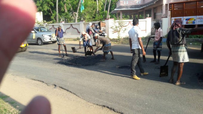 நமதூர் மெயின் ரோட்டில் பஞ்சர் ஒட்டும் பணி நடைபெற்றது..!