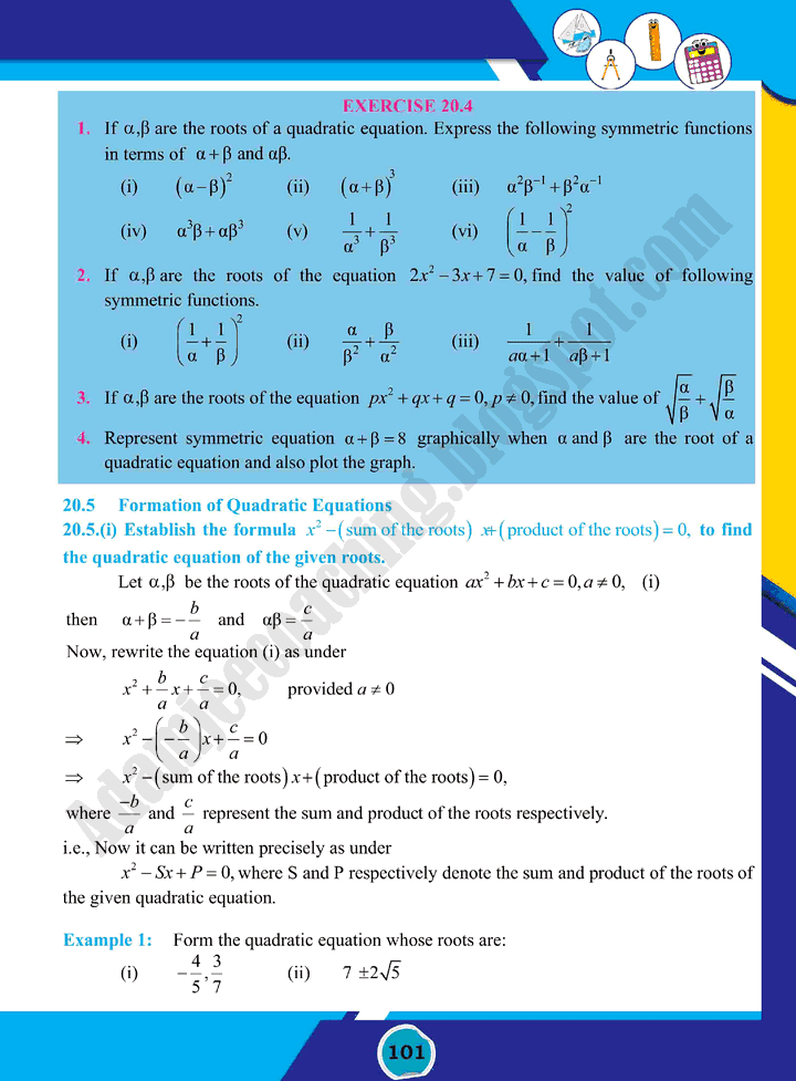 theory-of-quadratic-equations-mathematics-class-10th-text-book