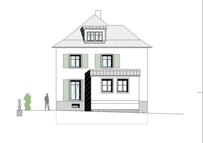 Südansicht ohne Glasdach