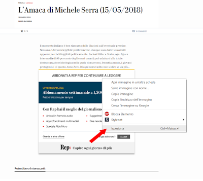 Rep: Repubblica gratis: cliccare "Ispeziona"