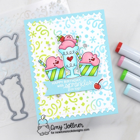 Summer Scoops Stamp and Die Set, Confetti Stencil, Framework Die Set, Frames and Flags Die Set by Newton's Nook Designs #newtonsnookdesignsllc #newtonsnookdesigns #nnd #handmade