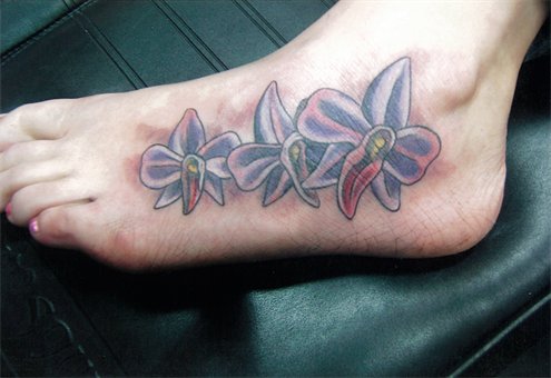 Flower Foot Tattoos tattoos on the foot
