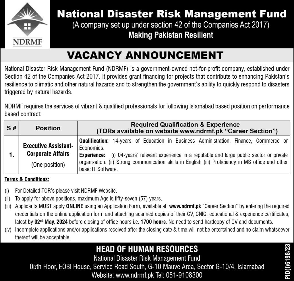 Jobs in National Disaster Risk Management Fund NDRMF