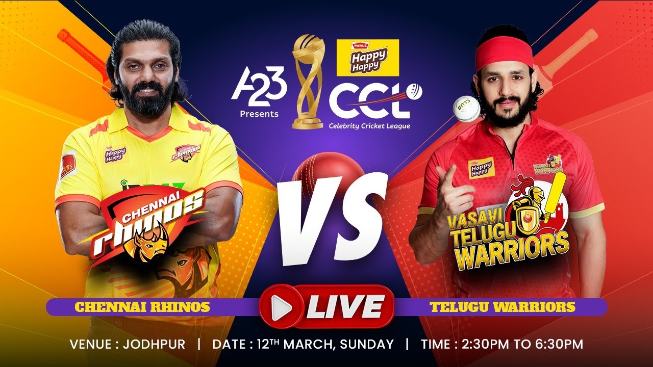 Chennai Rhinos vs Telugu Warriors 15th Match 2023 Match Time, Squad, Players list and Captain, Chennai Rhinos vs Telugu Warriors, 15th Match Squad 2023, Celebrity Cricket League 2023.