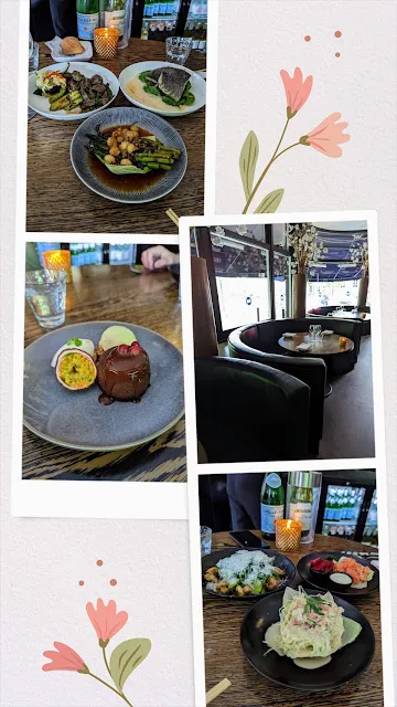 Collage of dishes and decor at Wox in The Hague