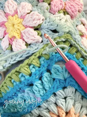 Crochet hook used to join the project with a slip stitch.