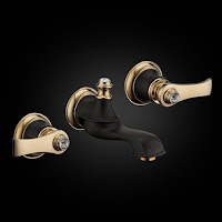  Juno Wall Mounted White Painting Black Gold Chrome Brass Basin Waterfall Faucet