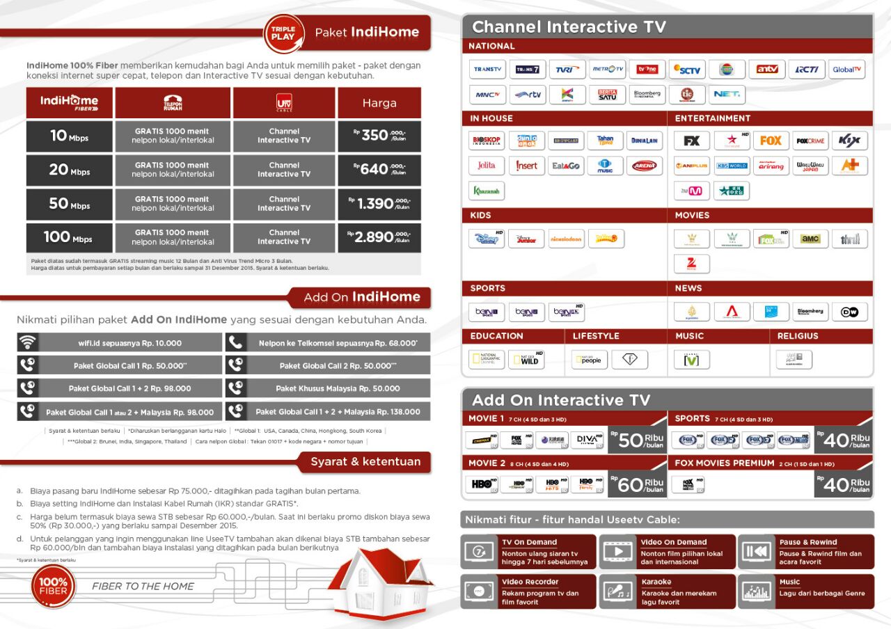 Paket Internet IndiHome dari Telkom Terbaru | Telkom Indihome Medan