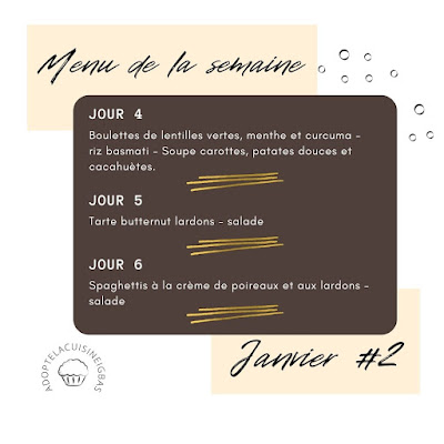 Menu de la semaine - IG bas