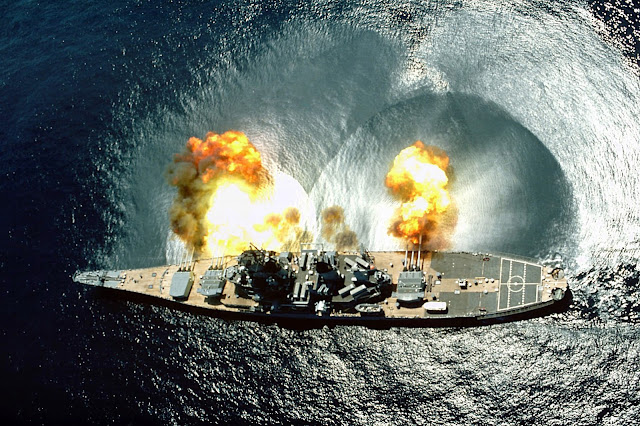 USS Iowa firing a broadside like a badass