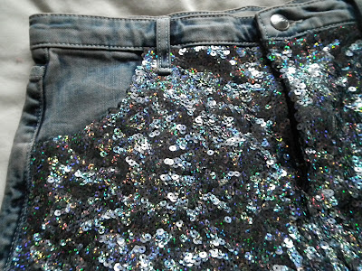 Sammi Jackson - Topshop Denim Sequin Shorts