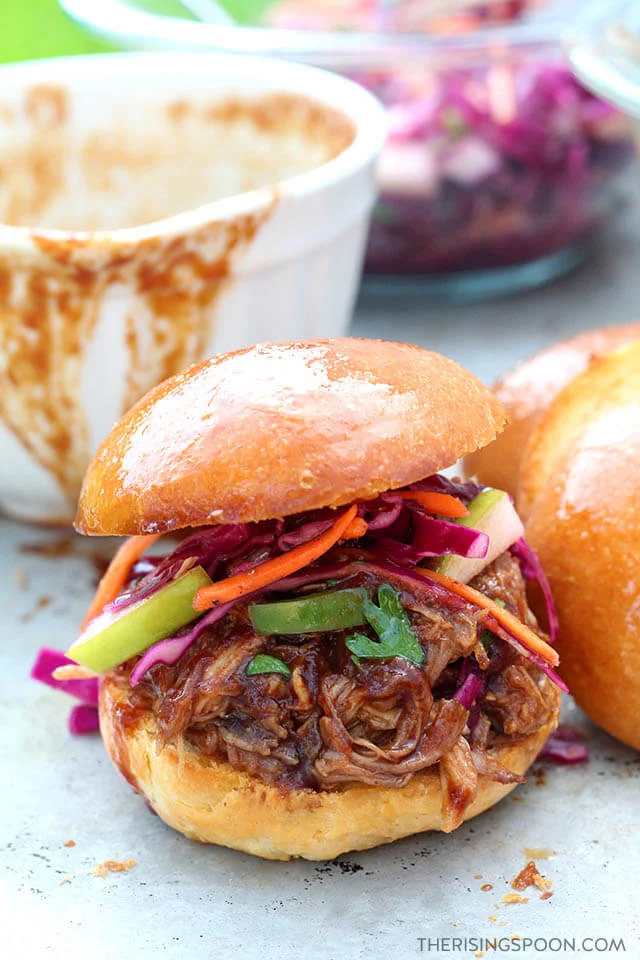 Easy Pulled Pork Sliders with BBQ Sauce & Vinegar Slaw