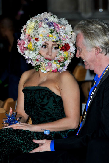 Head Lady Gaga Overgrown Flowers Wallpapers