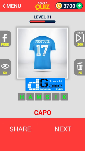 FootQuiz Calcio Quiz Football ( SHIRT) soluzione livello 31-40