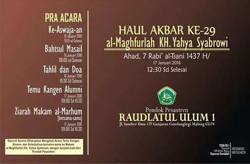 Haul Akbar Ke-29 al-Marhum Hadratussyaikh KH. Yahya Syabrowi