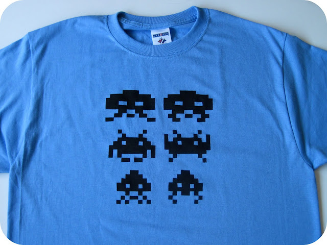  a freezer paper stenciled space invaders tshirt using this crossstitch 
