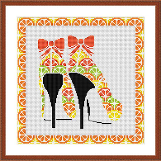 Orange high heels cross stitch pattern - Tango Stitch