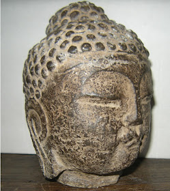 Antique Chinese Carved Stone Budda Head Statue