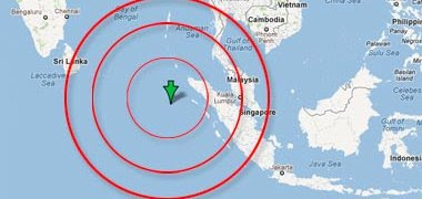 Epicentro terremoto 7,3 grados Sumatra de Indonesia 10 de Enero de 2012