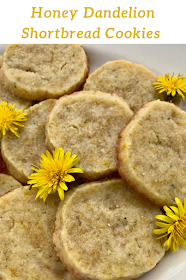 Closeup of dandelion shortbread cookies.