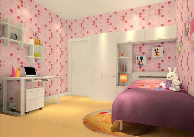 Contoh desain kamar tidur anak perempuan ukuran kecil