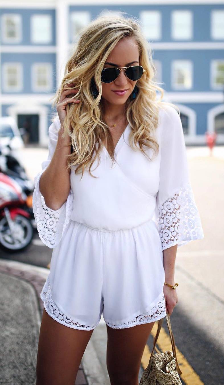 gorgeouse outfit / white romper and bag
