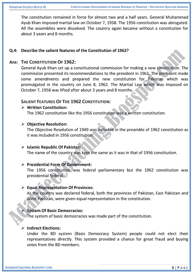 constitutional-development-in-islamic-republic-of-pakistan-descriptive-question-answers-pakistan-studies-ix