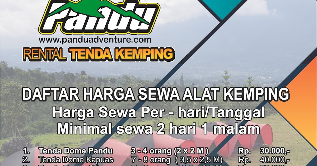 Pandu Adventure Camp Daftar  Harga  Sewa Tenda  Kemping 