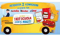 Logo Con Nutella, Kinder, Estathè "Vinci 1 Kit Scuola Limited Edition Ferrero ogni 5 minuti"
