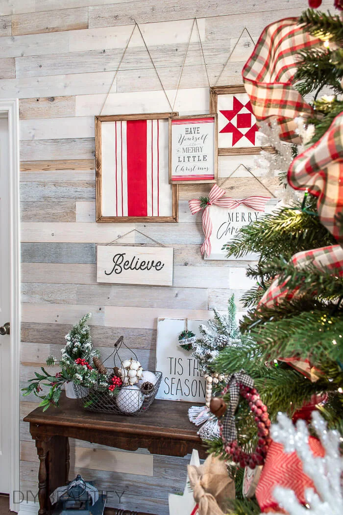 Christmas gallery wall with DIY signs