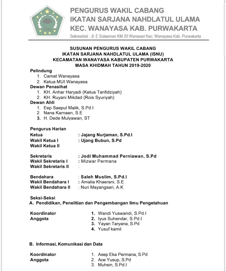 pengurus-isnu-wanayasa-purwakarta