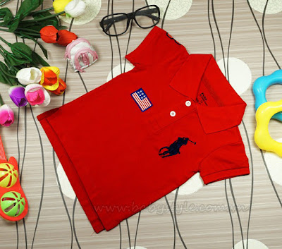 Áo Polo dành cho bé gái cực cute màu Đỏ