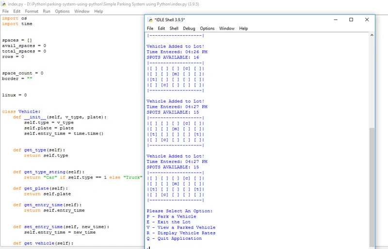 Parking Management System Project in Python with Source Code