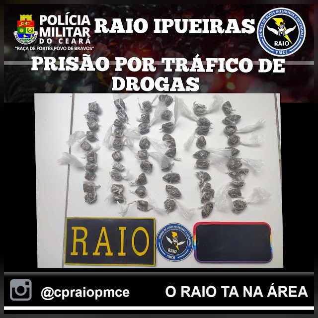 IPUEIRAS:  BPRAIO PRENDE JOVEM ACUSADA DE TRÁFICO DE DROGAS NO BAIRRO MORRO DO CABRITO.