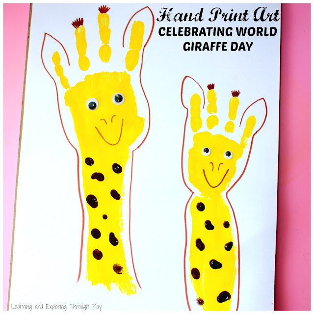 Hand Print Art - World Giraffe Day - Learning and Exploring Through Play