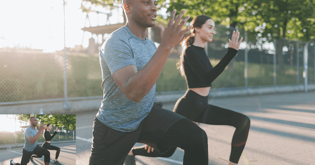Man and woman exercising outdoor