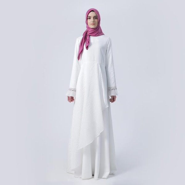 Shafira - Gamis Silmie Dress Muslimah Polyester Putih 