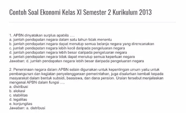 Soal Ekonomi Kelas Xi Semester 2 Kurikulum 2013 Mas Pintar